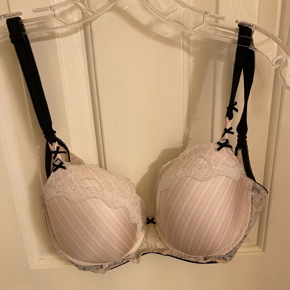 Pink and white striped Dream Angels lined Demi 34 DD